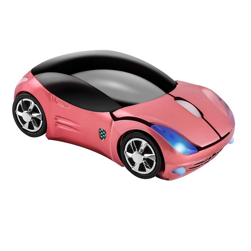 elec Space Usbkingdom Wireless Mouse, 2.4GHz Car Shaped Wireless Pink Mouse Cool 3D Ergonomic Optical Gaming Mice with USB Receiver for PC Laptop Computer Kids Girls Small Hands - Image 1